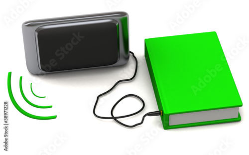 Illustration: Audio book concept - 3d abstract image Audio book concept - 3d abstract image