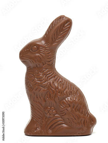 Photo: Easter chocolate bunny on white background Easter chocolate bunny on white background