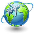 Airplane flying the earth