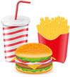 Vektor: cheeseburger fries potato and paper cup with soda cheeseburger fries potato and paper cup with soda