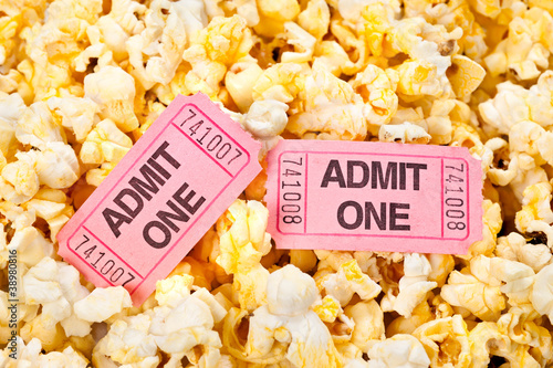 Photo: Movie tickets and popcorn Movie tickets and popcorn
