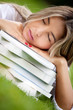 Tired female student