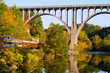 Arched bridge and passenger train