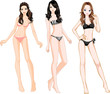 three vector girls in bikini