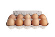 Eggs in cartoon pack isolated on white
