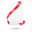 realistic blank paper and red ribbon