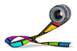 lens & color film strip on white lens & color film strip on white