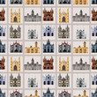 cartoon Fairy tale castle seamless pattern