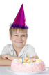 The boy in a cap with a pie