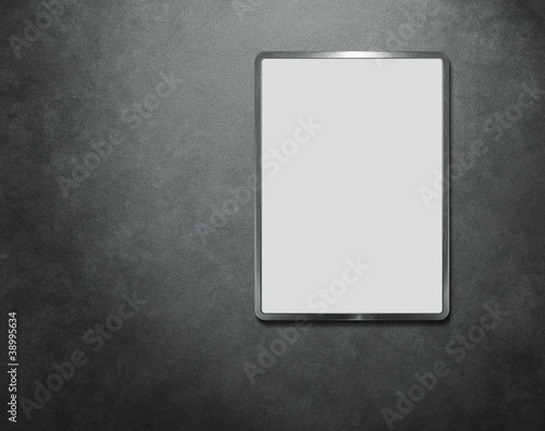 Photo: Blank billboard at the concrete wall with clipping path Blank billboard at the concrete wall with clipping path