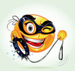 Funny smile with a strong collar and varnish mask