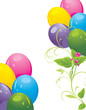 Colorful balloons and spring flowers