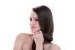 The shoulder portrait of a woman with long hair