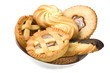 Mix of pastry, italian homemade on the white Mix of pastry, italian homemade on the white