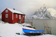 Photo: Rorbu boat and Hamnøy's mount Rorbu boat and Hamnøy's mount