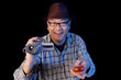 Ghost hunter with a video camcorder and EMF detector.