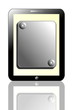 Illustration: Black tablet pc with shadow on white background Black tablet pc with shadow on white background