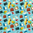 Cartoon school icons seamless pattern Cartoon school icons seamless pattern
