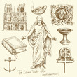religion, christianity - hand drawn set