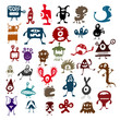 Many cute doodle monsters