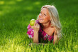 blonde on green grass