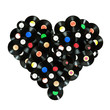 Concept "We love music" heart shape made of vinyl records