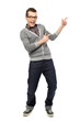 Young man pointing up Young man pointing up