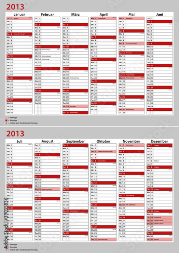 Vector: Kalender Deutschland 2013 Januar - Dezember Kalender Deutschland 2013 Januar - Dezember