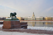 Buildings of Kunstkamera and sculpture of a lion Buildings of Kunstkamera and sculpture of a lion