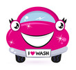 A fényképek részletei Cute pink car wash isolated on white
