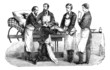 Amputation of the thigh. Positions of the surgeon and assistants