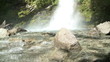 Waterfall in the woods. Slow motion.