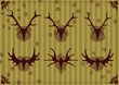 Deer and moose horns hunting trophy illustration