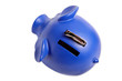 Blaues Sparschwein mit Platz für Text