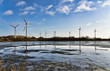 Wind turbine farm in the Danish Marsh, Denmark