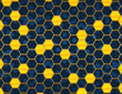 Blue and Gold Honey Comb NON-Repeating Background Pattern