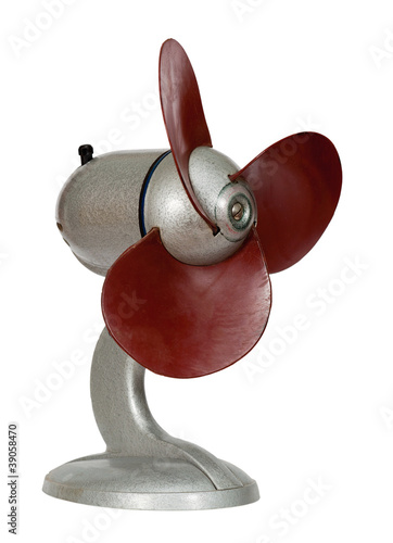 Photo: Vintage electric fan isolated on white background Vintage electric fan isolated on white background