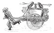 Vector: Firefighter arm pump with carriage vintage engraving Firefighter arm pump with carriage vintage engraving