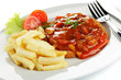 Zigeunerschnitzel mit Pommes frites