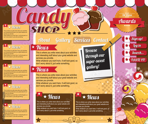 Vector: Website template design elements, candy shop Website template design elements, candy shop