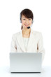 Photo: Beautiful businesswoman with headset Beautiful businesswoman with headset