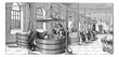 The laundry room of  Lariboisiere Hospital (Paris)  vintage engr