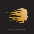 Logo golden girl fast in the wind # Vector