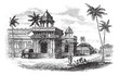 Vektor: Tanjore Palace, vintage engraving. Tanjore Palace, vintage engraving.