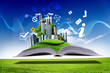Open book with green nature world Open book with green nature world