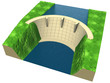 abstract dam in an stylized landscape