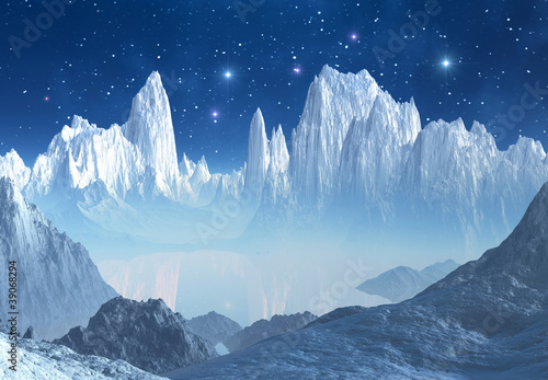Illustration: Fantasy Landscape with Ice and Snow Fantasy Landscape with Ice and Snow