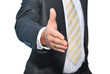 A businessman offering to shake your hand