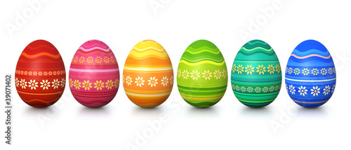 Illustration: Colorful painted easter eggs - panorama Colorful painted easter eggs - panorama