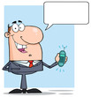 Happy Businessman With Phone Ringing And Speech Bubbles